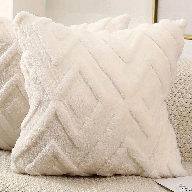 1 Stück Weiche Samt Diamantschliff Blume Kissenbezug Kissenbezug Weich Quadratisch Rechteckig Kissenbezug Einfarbig Streifen Heimdekor 45CM
