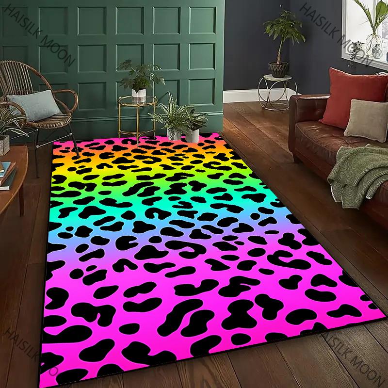 New To Colorful Leopard Theme Printed Carpet! Anti-slip Sound Insulation, Living Room Bedroom Entrance Door Mat Sofa Rugs Gifts