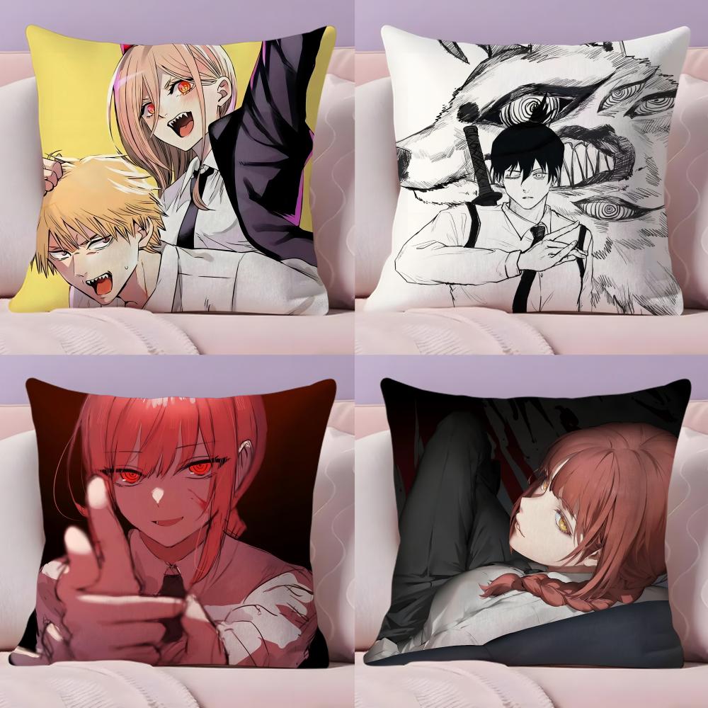 Anime C-Chainsaw M-Man Cushion Cover Plush Fabric Soft Double-Sided Printed Sofa Warm Winter Home Gift Pillow Cover