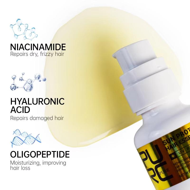 PURC Protection solaire traitement capillaire huile réparation dommages UV cheveux Anti frisottis lissage hydratant nourrissant produit de soin capillaire 60ml