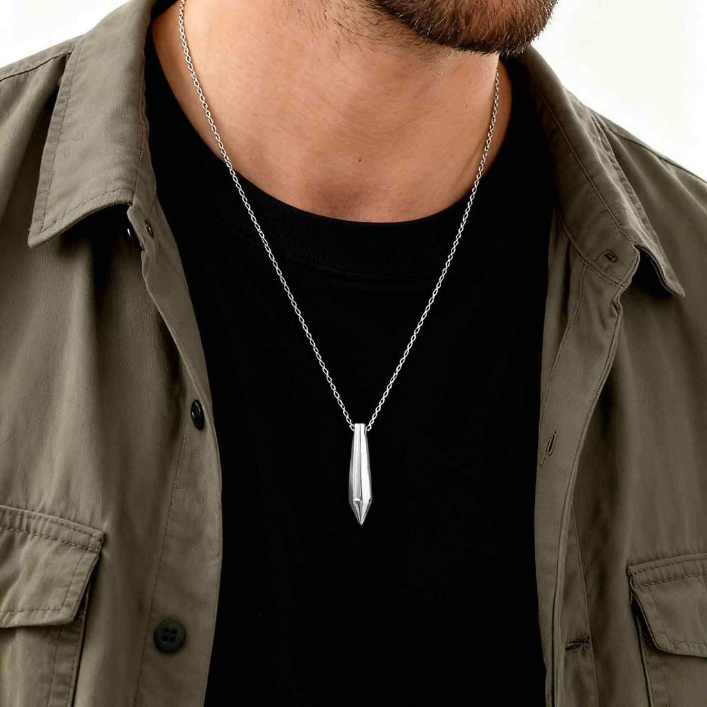 Vnox Stainless Steel Bullet Pendant Necklace for Men Boys, Adjustable O Chain Minimalist Jewelry, 32*7.3mm Bullet Head Necklaces