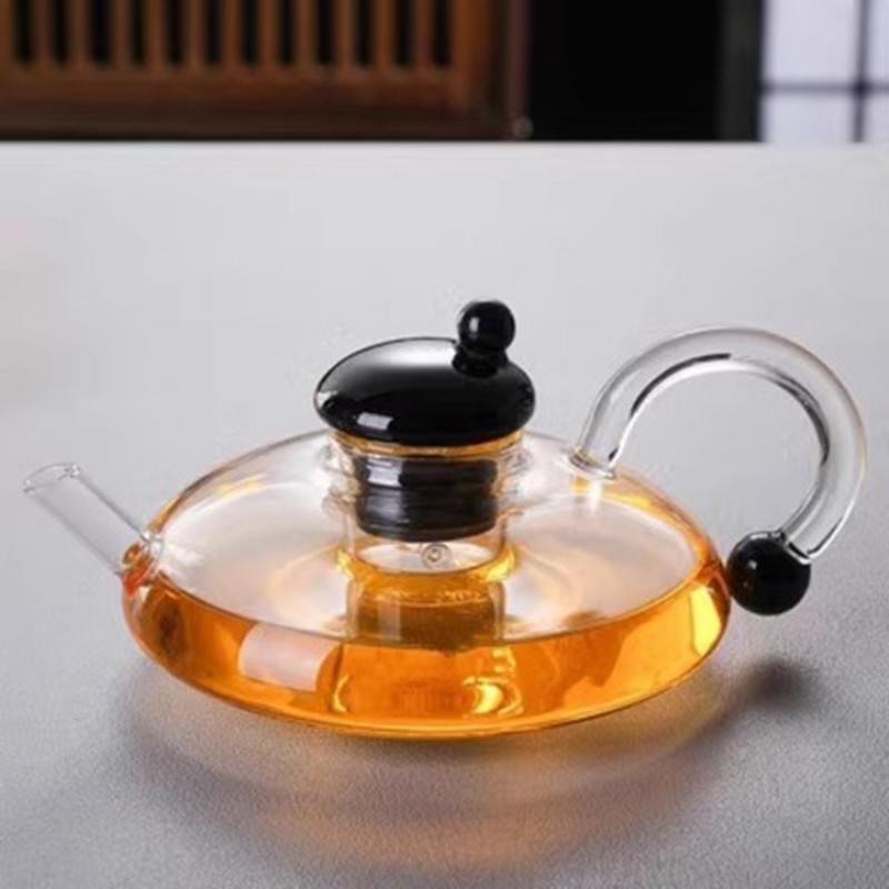 Glass Teapot 600ml/20oz Heat Resistant Glass Coffee Kettle Multifunctional Loose Leaves Tea Maker Practical Beverage Kettle For