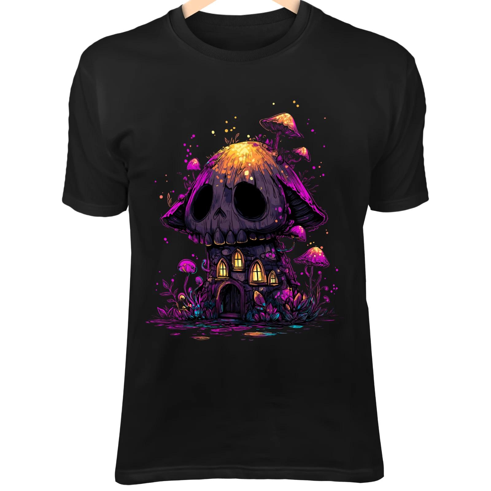 Chibi Mushroom Skull House - Neon Windows, Glowing Fungi & Cute Gothic Fairytale 4XL