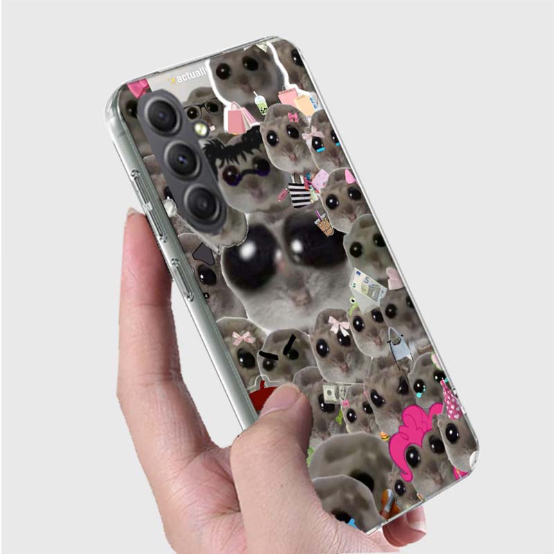 Funny Sad Hamster Meme Phone Case for Samsung A16 A26 A36 A56 A17 A37 A57 A07 A06 A02S A03 A04S A05S Galaxy Note 20 10 A50S A71