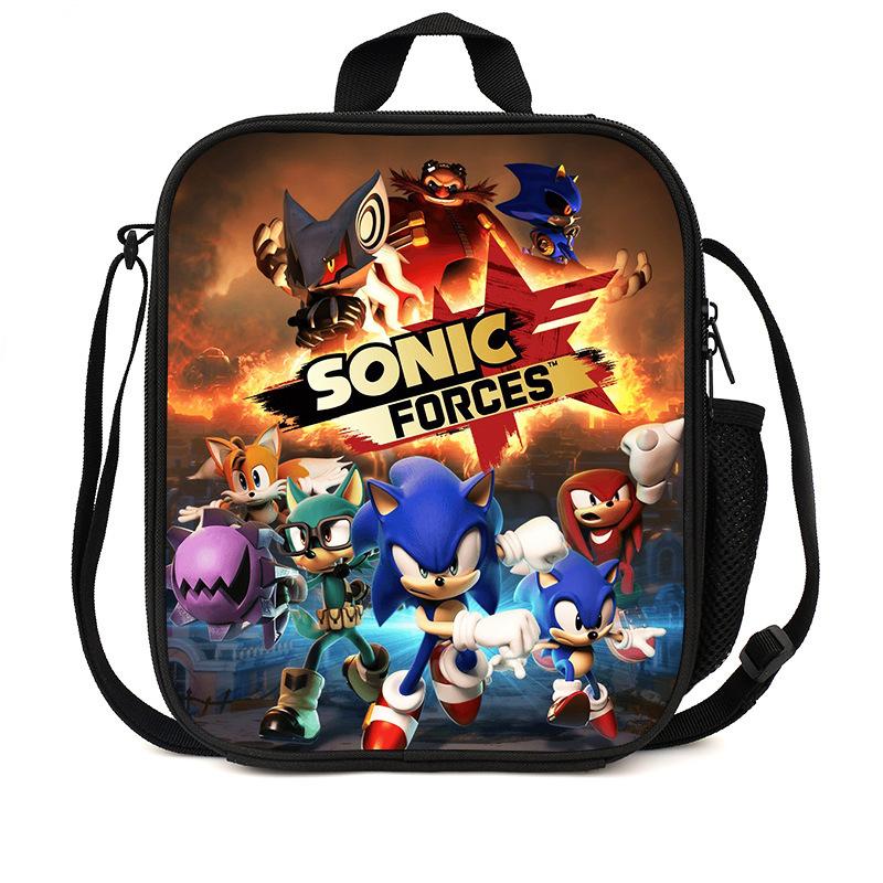 Sonic Lunch Bag Student Picnic Bag Oxford Cloth Cartoon Printed Portable Lunch Box Bag