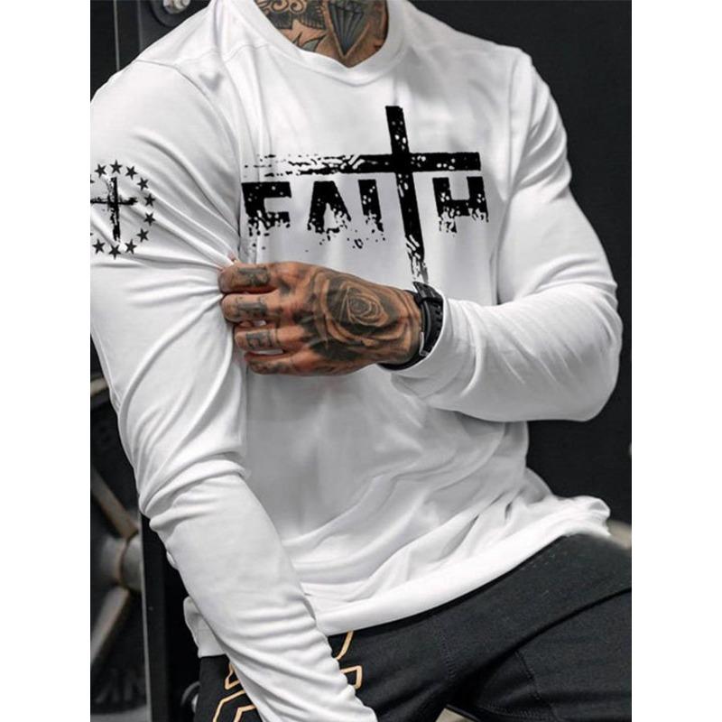 

Spring Autumn Men s Casual Flag Printed Top Long Sleeve T-shirt Plus Size Men s Tees XL