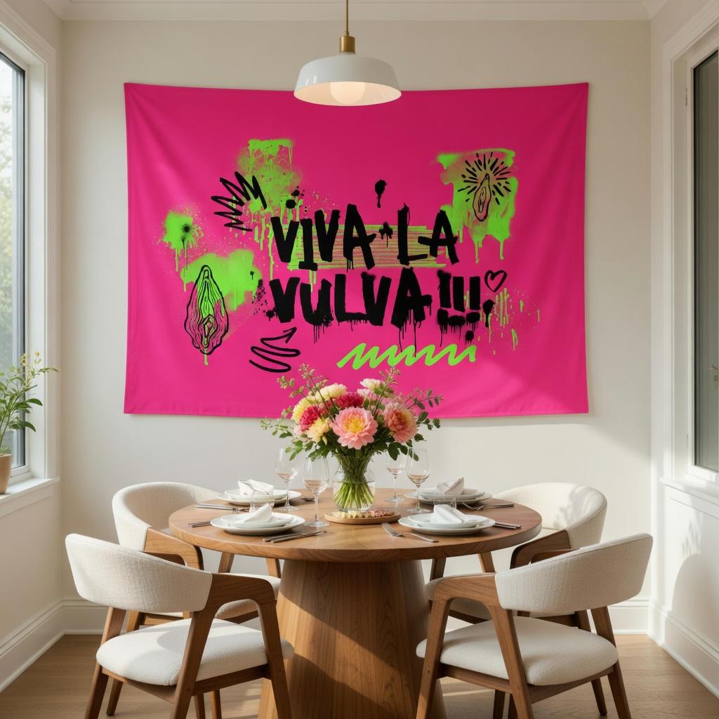 

Viva La Vulva Feminist Tapestry Female Empowerment Art Wall Hanging for Bedroom Living Room Dorm Office Decor 74x94cm(29x37in)