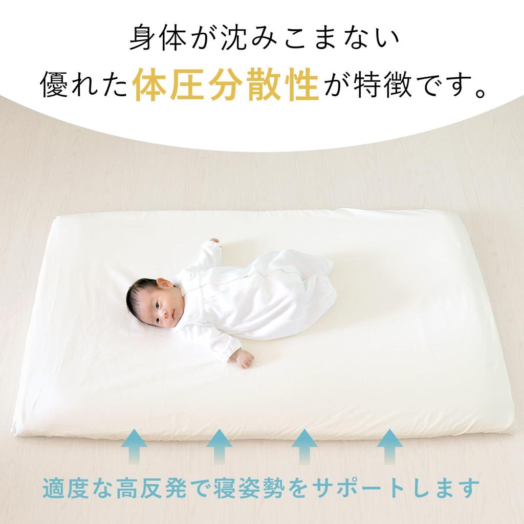 Baby Futon Mattress, 120x70cm, with Sheet, Honeycomb Mesh, Air Russell, Made in Japan