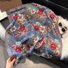 70Cm Silk Scarf Women'S French Elegant Small Floral Print Scarf Small Square Scarf With Headscarf