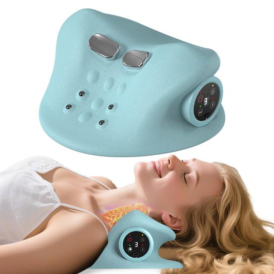 Almohada de Masaje Cervical Portátil Inalámbrico Masajeador de Cuello Calor y Shiatsu Soporte Ergonómico para el Cuello para Hogar Oficina Viaje