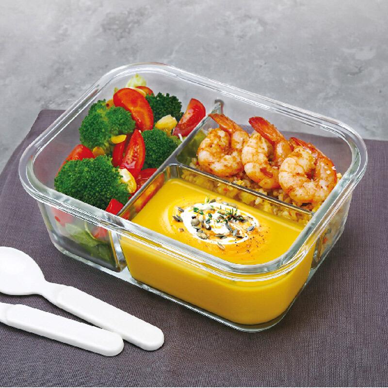 LOCK&LOCK Heat-Resistant Glass Food Storage Container, Large Capacity Microwave-Safe Lunch Box, Sealed Bento Box, Meal Container, 1L with Lunch Bag