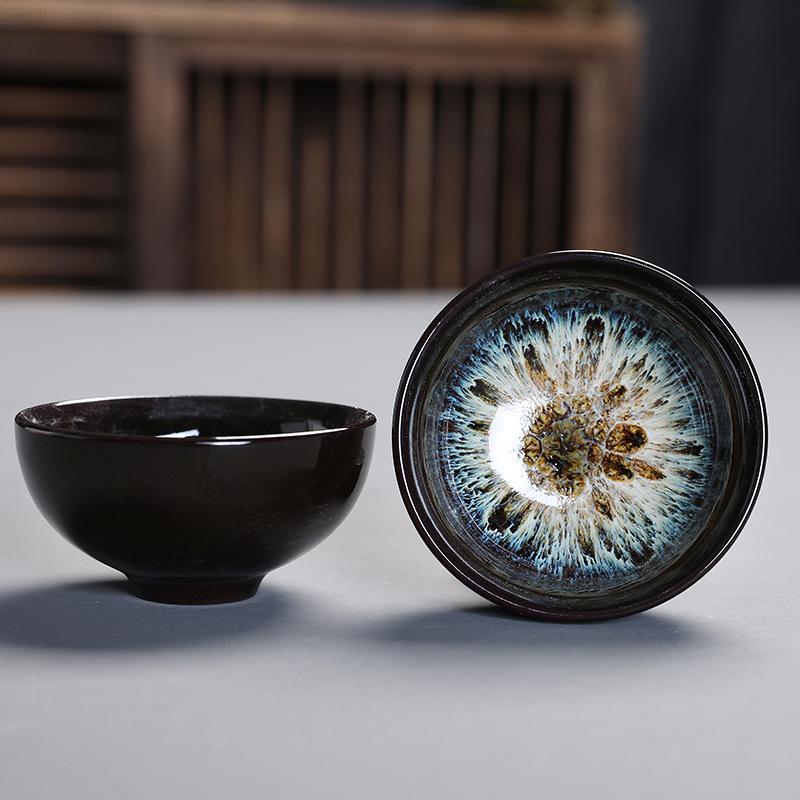 Kiln Change Tea Cup Ceramic Cups and Lanterns Kung Fu Small Tea Cups Master Cup Single Cup Jianjian Tea Set Tea Bowl Tea Cups Bucket Hats Cups