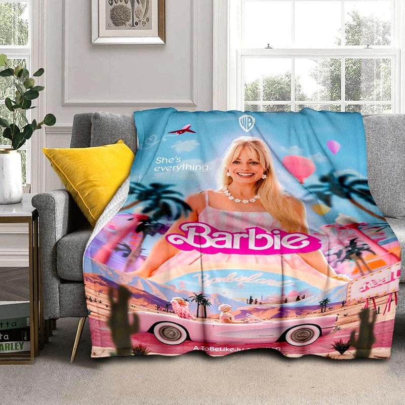 1pc Barbie Dreamland Adventure Cartoon Blanket,Portable Throw for Travel & Camping, All Season Cozy Blanket,Ideal Gift