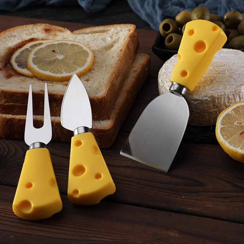 Creative Yellow Cheese Knife & Fork Shovel Set - Stainless Steel, 3-Piece