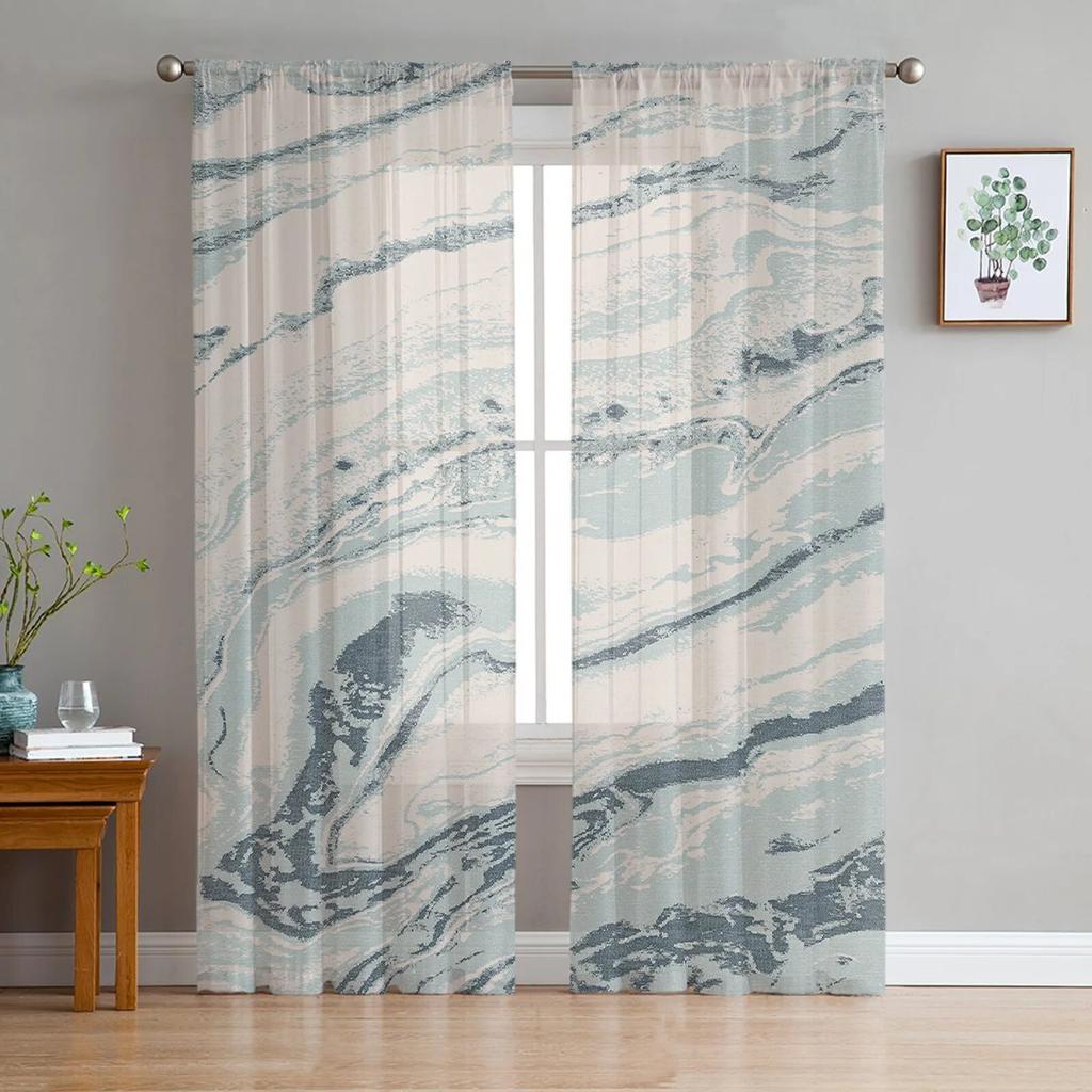 Oil Painting Abstract Texture Pink Bedroom Transparent Sheer Curtains Holiday Decoration Window Voile Tulle Curtain