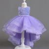Children's Dress Princess Dress with Bow Solid Color Sequin Performance Cake Dress