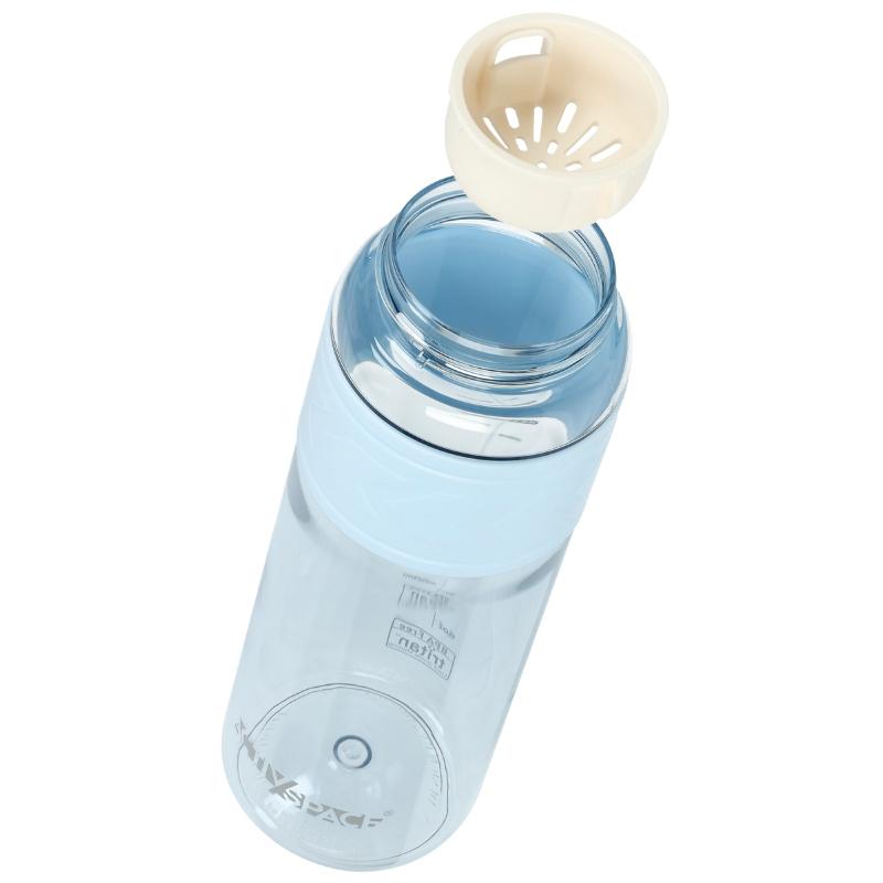 Tritan water bottle 1000ml with measuring cup - blue