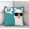 Swono Funny Llama Decorative Throw Pillow Cover Case,Sup Llama Cotton Linen Outdoor Pillow Cases Square Standard Cushion Covers for Sofa Couch Bed