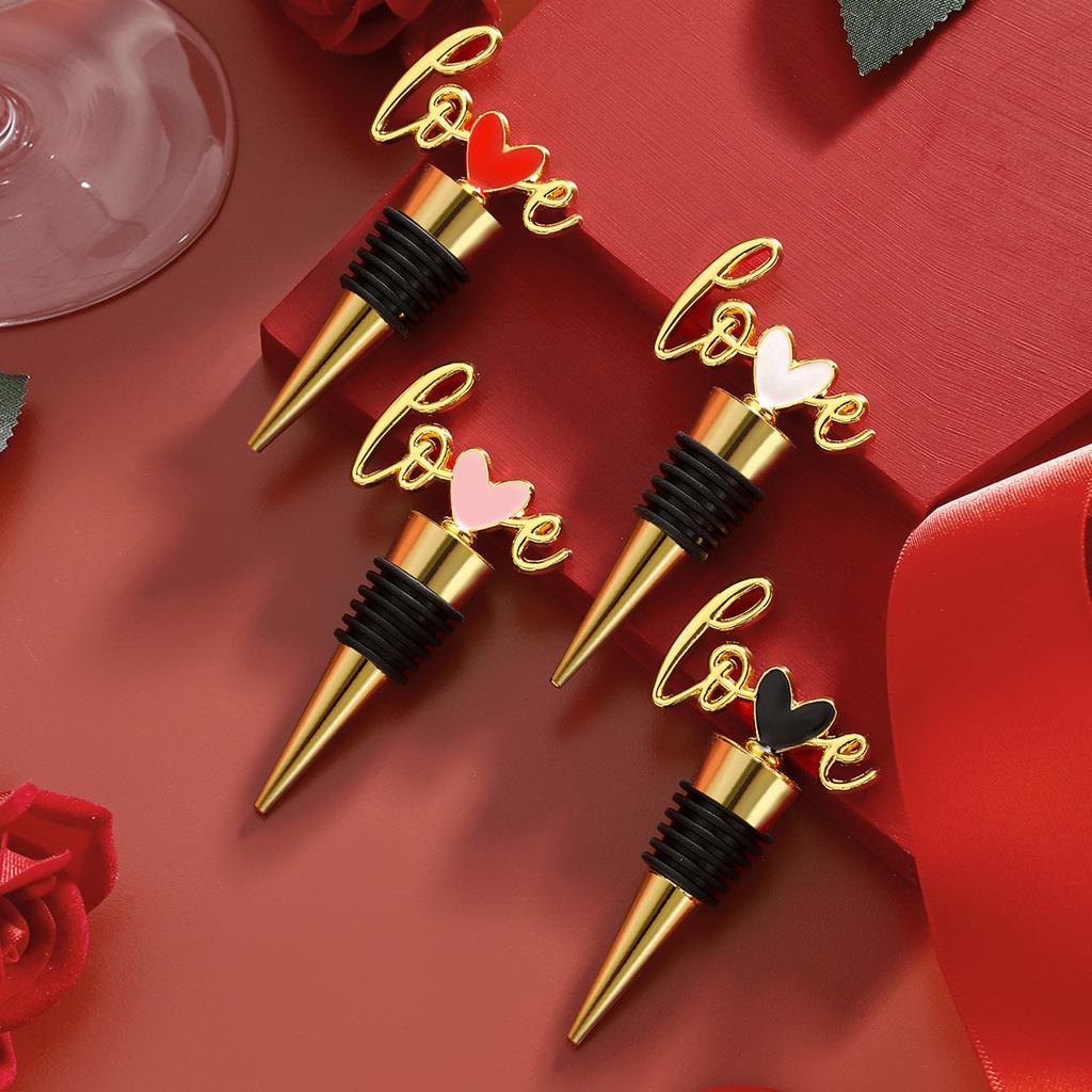 Bottle Stopper Heart Shaped Red Wine Champagne Wine Bottle Stopper Sealing Valentine's Day Wedding Birthday Party Small Gifts