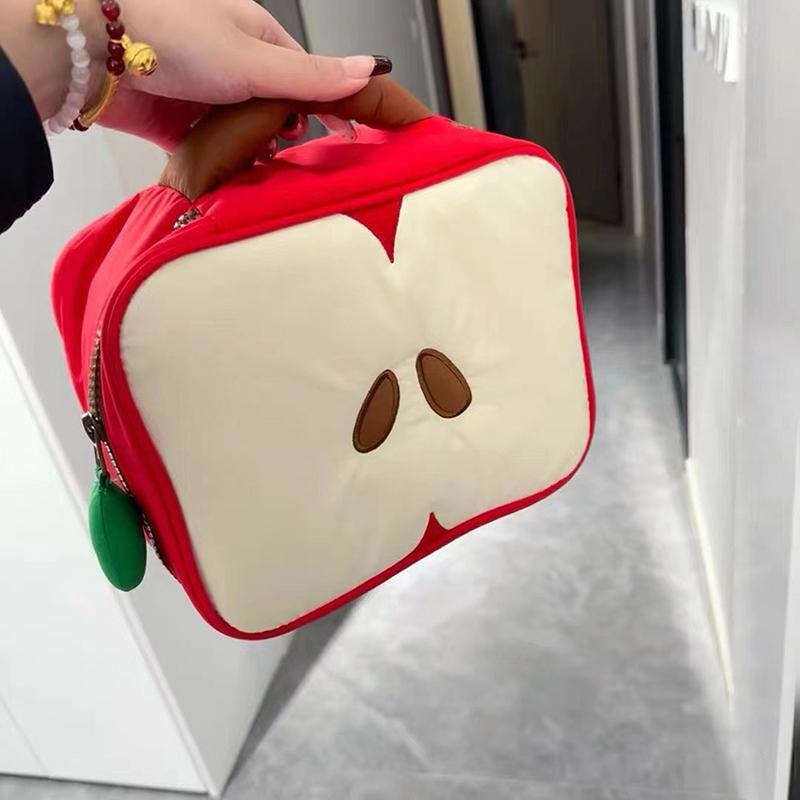Cartoon Apple Pattern Makeup Bag Women Travel Storage Pouch Cosmetic Toiletry Storage Pouch Female'S Handbag Christmas Gift