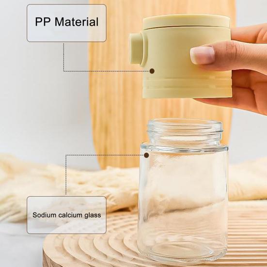 Glass Salt Dispenser Set with 0.5g Portion Control Airtight Seasoning Jars for Low-Sodium Diets 180ml Moisture-Proof Easy-Fill Spice Container