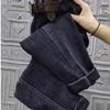Straight Jeans Women's Winter High Waist Loose and Thin Elastic Nine-point Harlan Radish Pants