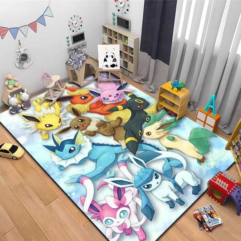 P0kem0n Klasické postavy Pikachu Eevee Potisk Velký koberec Ložnice Obývací pokoj Dětský pokoj Pohovka Rohožka Dětská podlahová dekorace Podložky