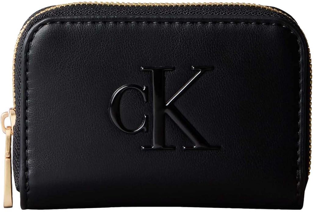 Calvin Klein Compact Wallet LV04F1154G Leather CK MEDIUM ZIP AROUND Minimal Monogram Mid Zip Around Wallet Europe Line BLACK Used 9340₽