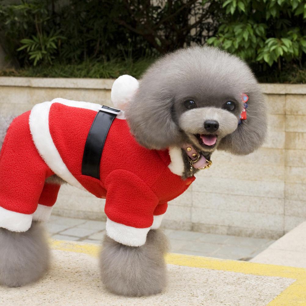 Pet Dog Clothes Santa Claus Design Size S Red Soft Breathable Christmas Costume Party Outfit Protective Dog Apparel