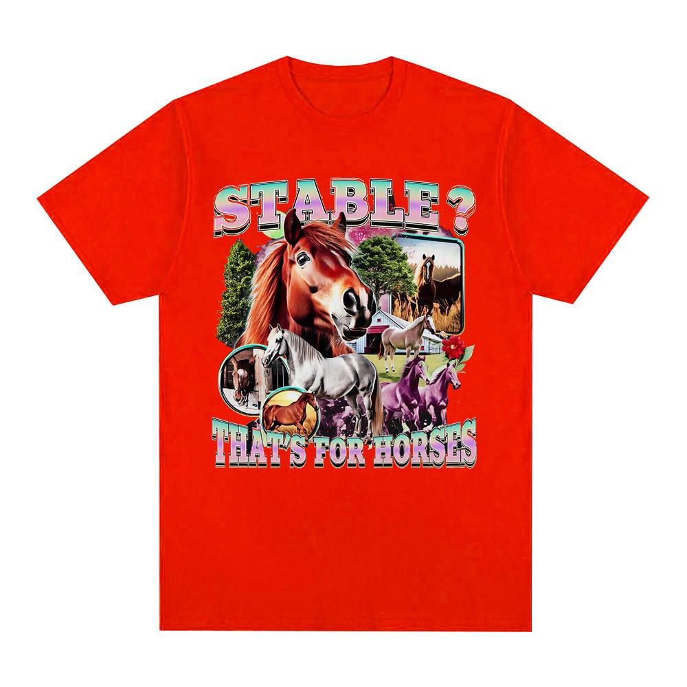 2026 Nuova Divertente meme cavalli 100% cotone Unisexs maglietta Vintage Girocollo Manica corta Harajuku Donna moda estiva oversize Maglietta