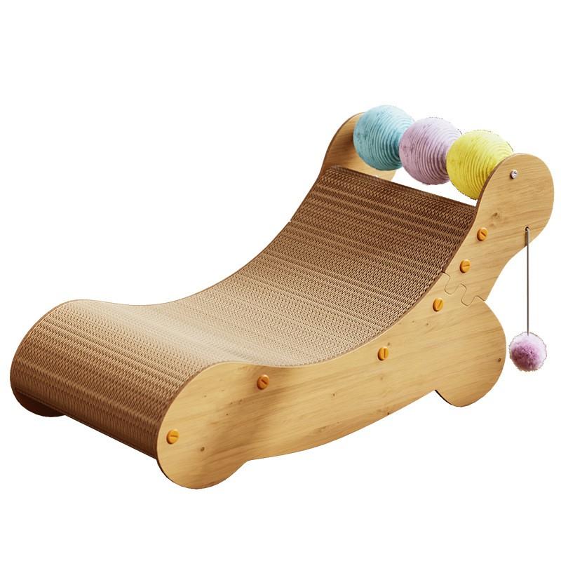 Upright Cat Scratcher Lounge Chair With Sisal Rope Wooden Frame Large Cats Durable Scratch-Resistant Design
