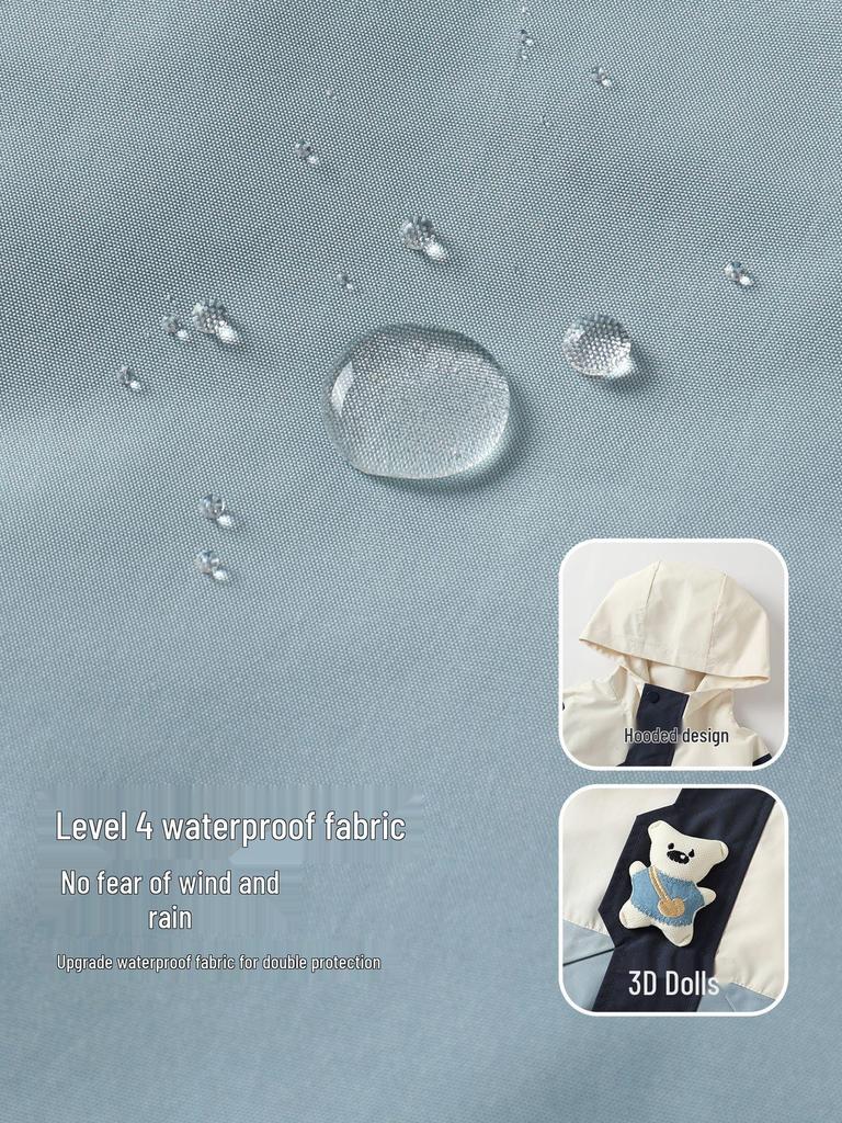 Kaka Panda Kids' Waterproof Spring Jacket: Outdoor Casual Top for Boys & Girls