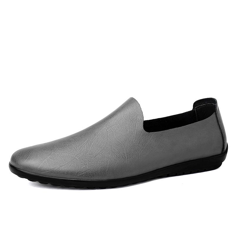Men's Slip-On Leather Driving Moccasins - Spring/Summer Flat Sole, Large Size Cowhide Shoes