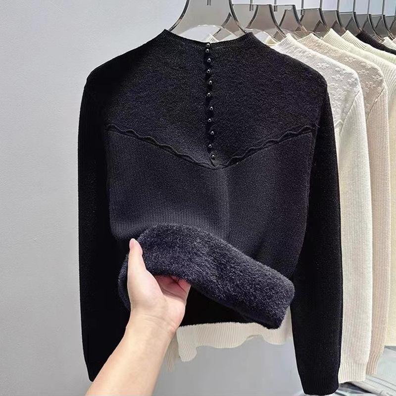 Winter inner velvet thickened bottoming shirt women's autumn and winter sweater fashion top new versatile