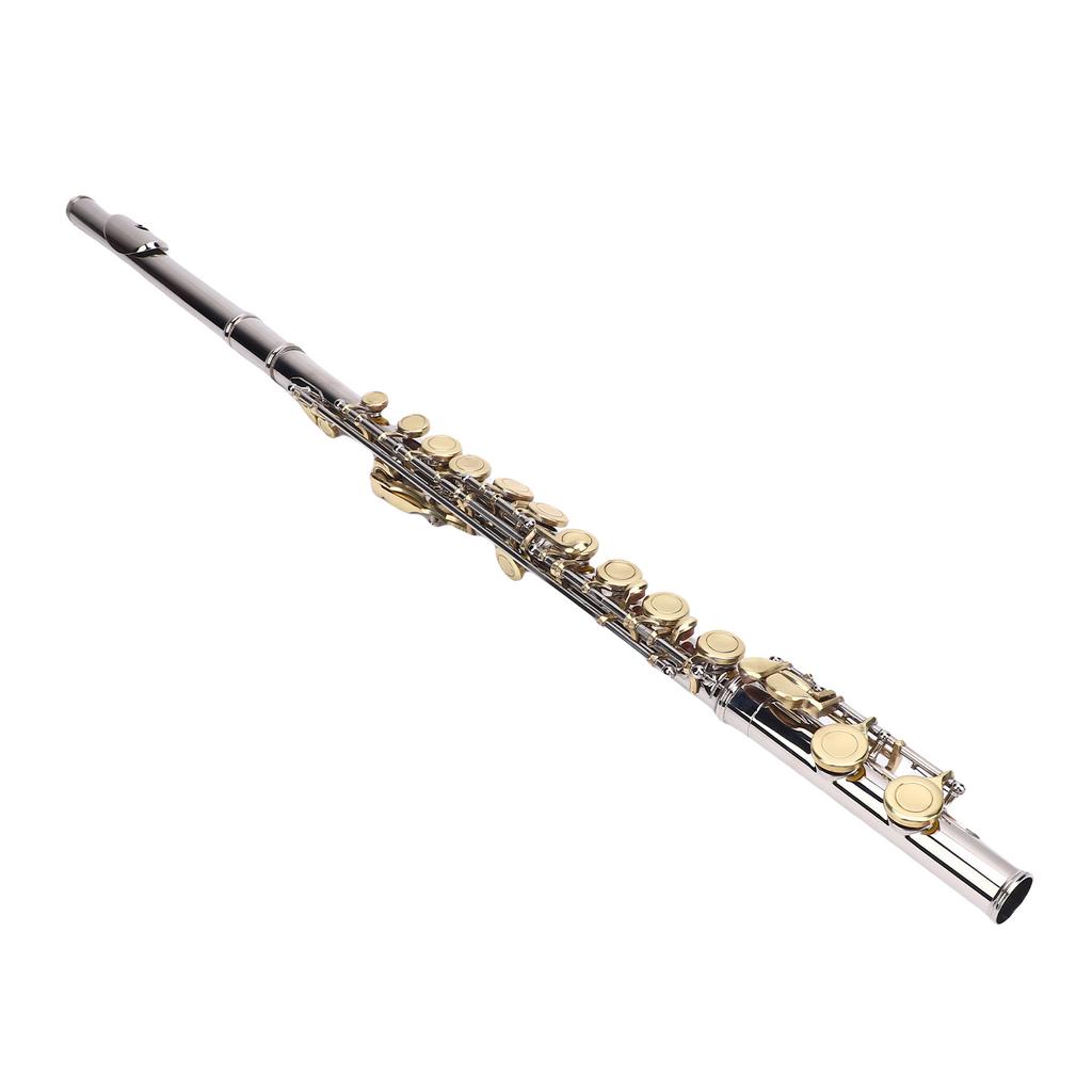 Closed Hole C Flute 16 Keys G Key Offset Design Cupronickel Flute Instrument with Cleaning Cloth Carrying Case
