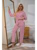 Women's Long-Sleeve Cardigan with Turn-Down Collar Top and Long Pants—Pajama and Loungewear Set for Women