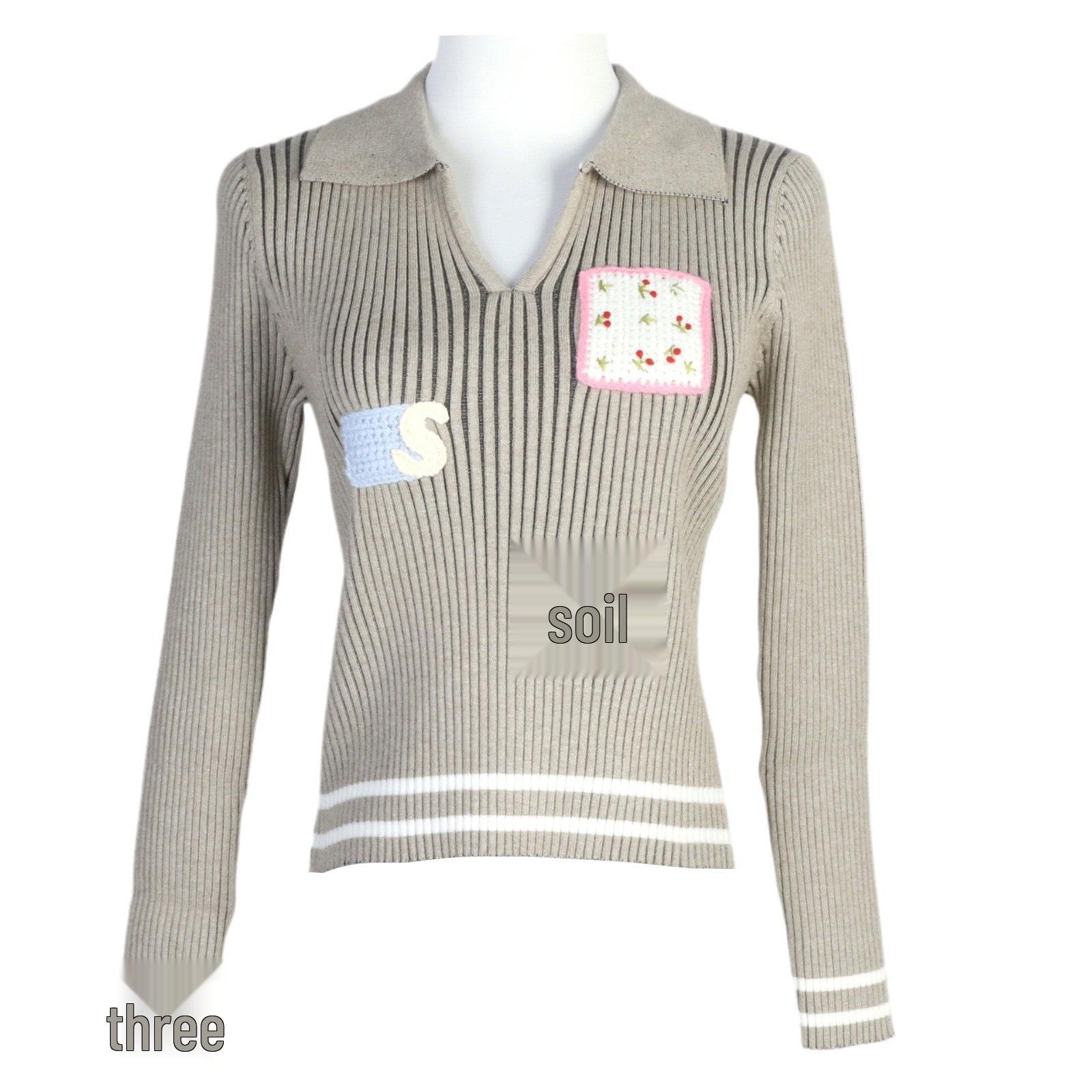 

Women s 2024 Slimming Embroidered Applique Knitted Sweater for Spring & Autumn Medium