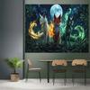 2D Elemental Fire Green Ice Fox Fantasy Photo Backdrop