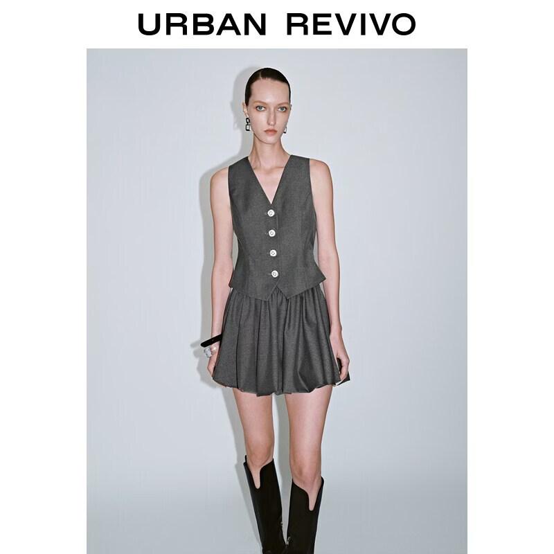 UR2026 Women's V-Neck Patchwork Sleeveless Mini Dress
