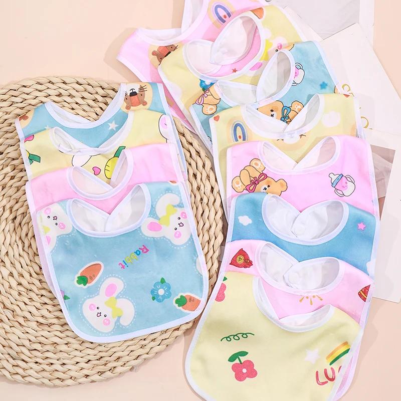 1Pcs Baby Cartoon Snap Waterproof Bib Super Soft Baby Bib Newborn Crystal Velvet Saliva Towel