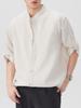 Men's Trendy Solid Color Short Sleeve Stand Collar Loose Shirt - Summer Casual & Breathable Design