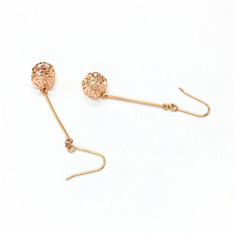 Purple Gold Long Three-Dimensional Hollow Square Earrings, Simple And Fashionable Rose Gold-Plated Ear Hooks