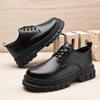 Autumn Black Men's Small Leather Shoes, Daily Business Work Thick-soled Heightening Formal Lace-up Leather Shoes