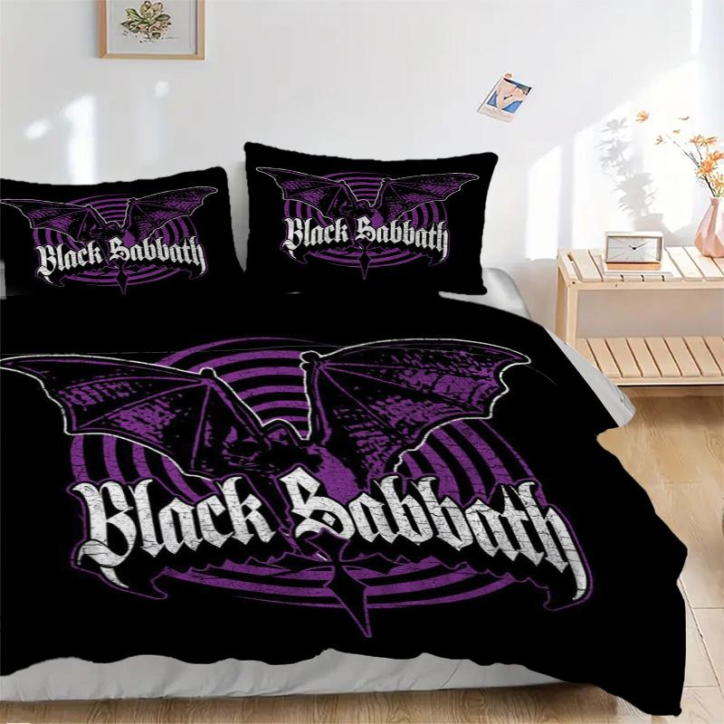 Black Sabbath Bedding 3 Piece Set HD Print Duvet Cover Pillowcases for Teens Adult Bedroom Decoration Christmas Gift