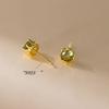 925 Sterling Silver Peridot Green CZ Stud Earrings for Women Vintage Royal Crown Six-Prong Zirconia Earrings Fine Jewelry