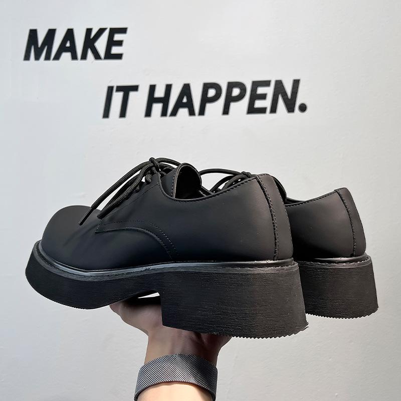 Big head Derby shoes men's high-end commuting black platform trendy shoes 2024 new heightening college style 9522-A