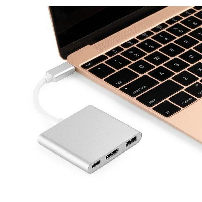 Type-C To HDMI 3-in-1 4K Converter Aluminum Case 3.0 PD Charging Adapter Docking Station HD USB