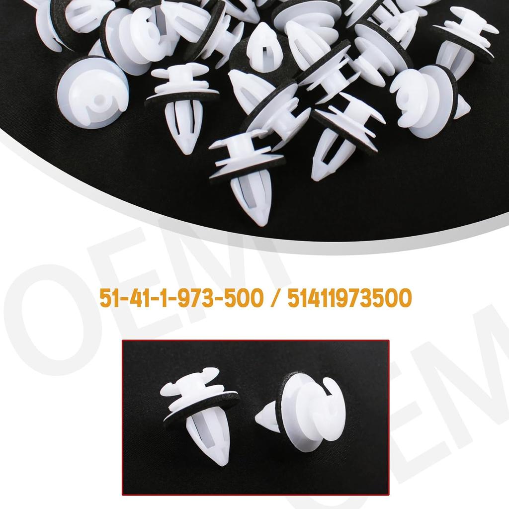 Xislet 120Pcs Door Trim Panel Retainer Clips Compatible With BMW 3 5 7 Series E36 E34 E38 E39 M3 X1, X3, X4, X5, X6 Replace 51411973500, 51418224768,