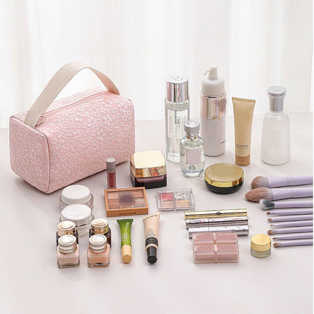 Large Capacity Cosmetic Storage Bag Zipper Wpmen Toiletries Bag Floral   Makeup Bag  Travel