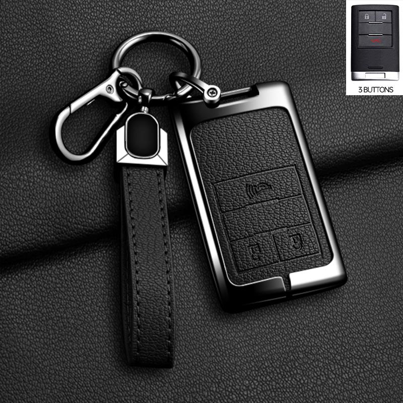 Zinklegierung Leder Autoschlüsselhülle Schlüsselanhänger Abdeckung für Chevrolet C7 Corvette Cadillac DTS SLS SRX XLS STS Escalade CTS ATS 28T CTSV XTS